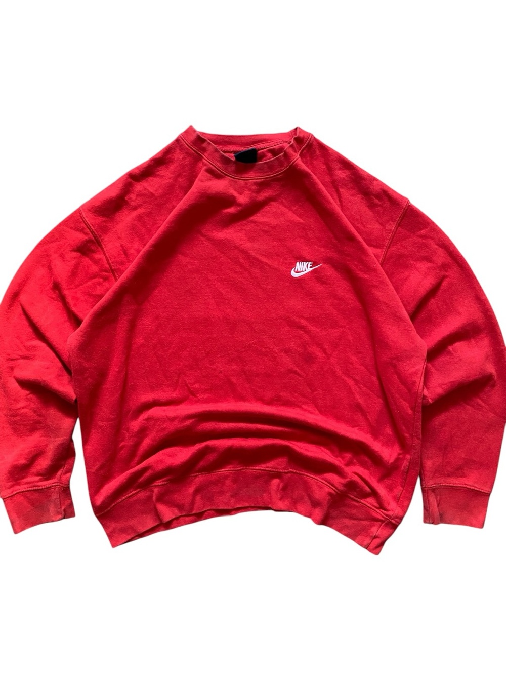 Nike Men Sweatshirt Size L Standard Fit Red Cotton Blend Preowned⁠